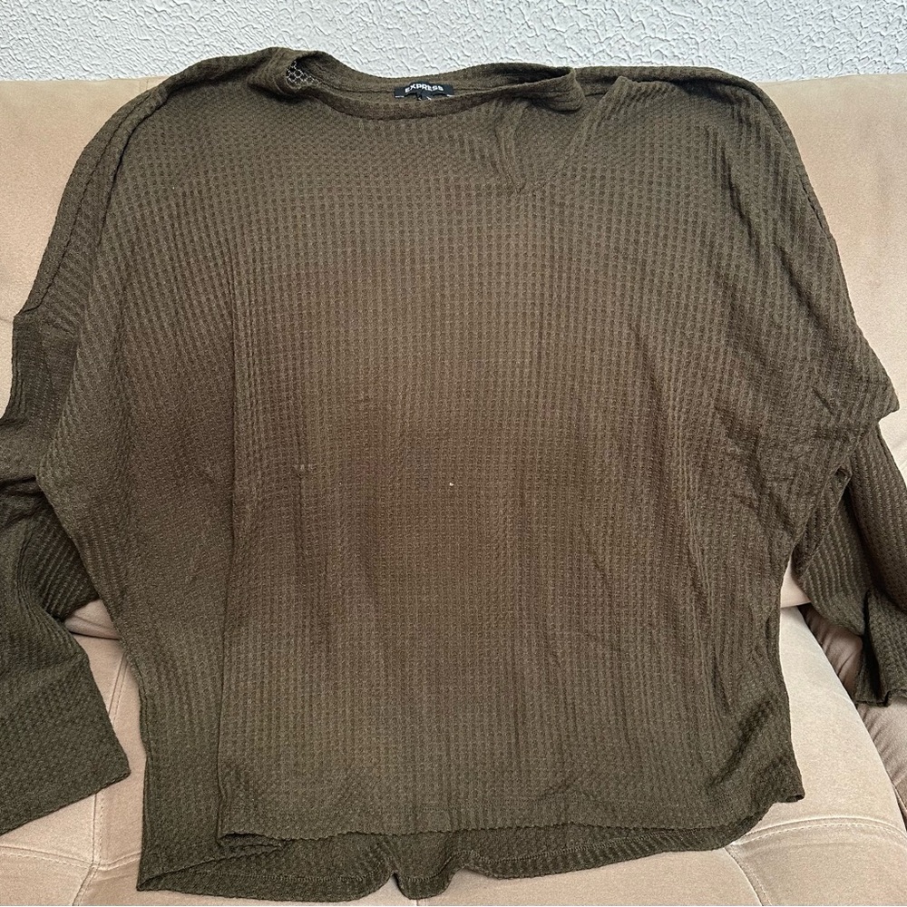 Express Women's Khaki Crewneck Top